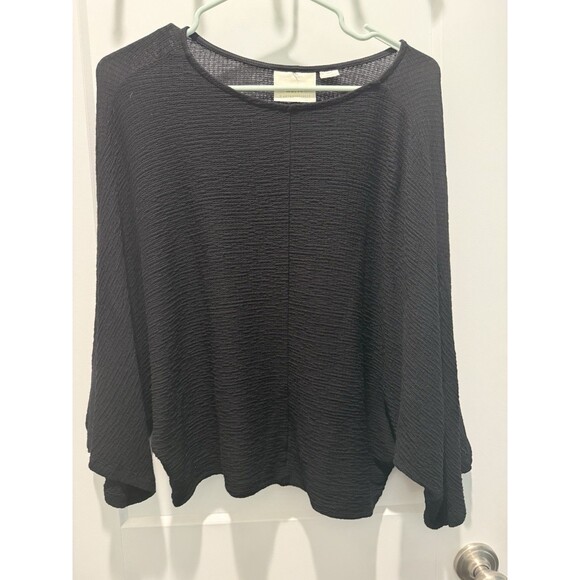Anthropologie Maeve Womens Small Claire Black Textured Knit Pullover Top Shirt - Picture 3 of 8